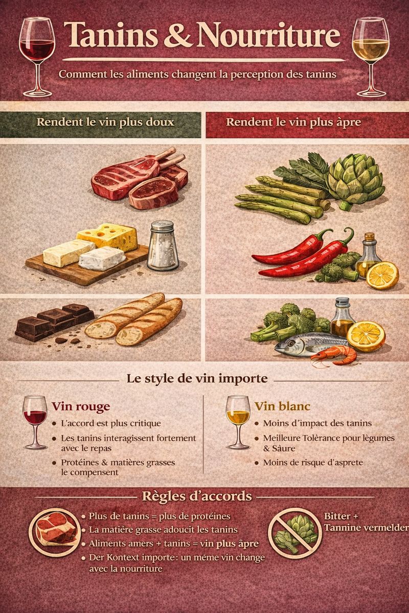Infographie : comment la nourriture adoucit ou renforce les tanins du vin