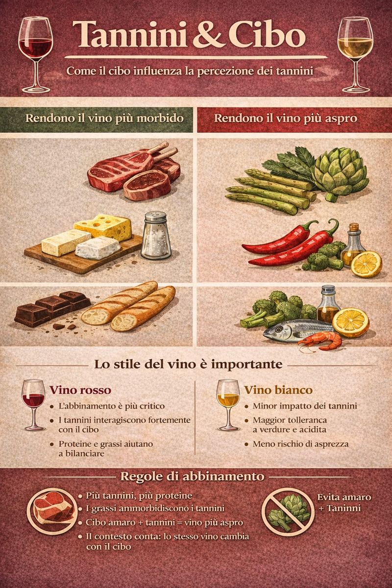 Infografica: come il cibo ammorbidisce o accentua i tannini del vino
