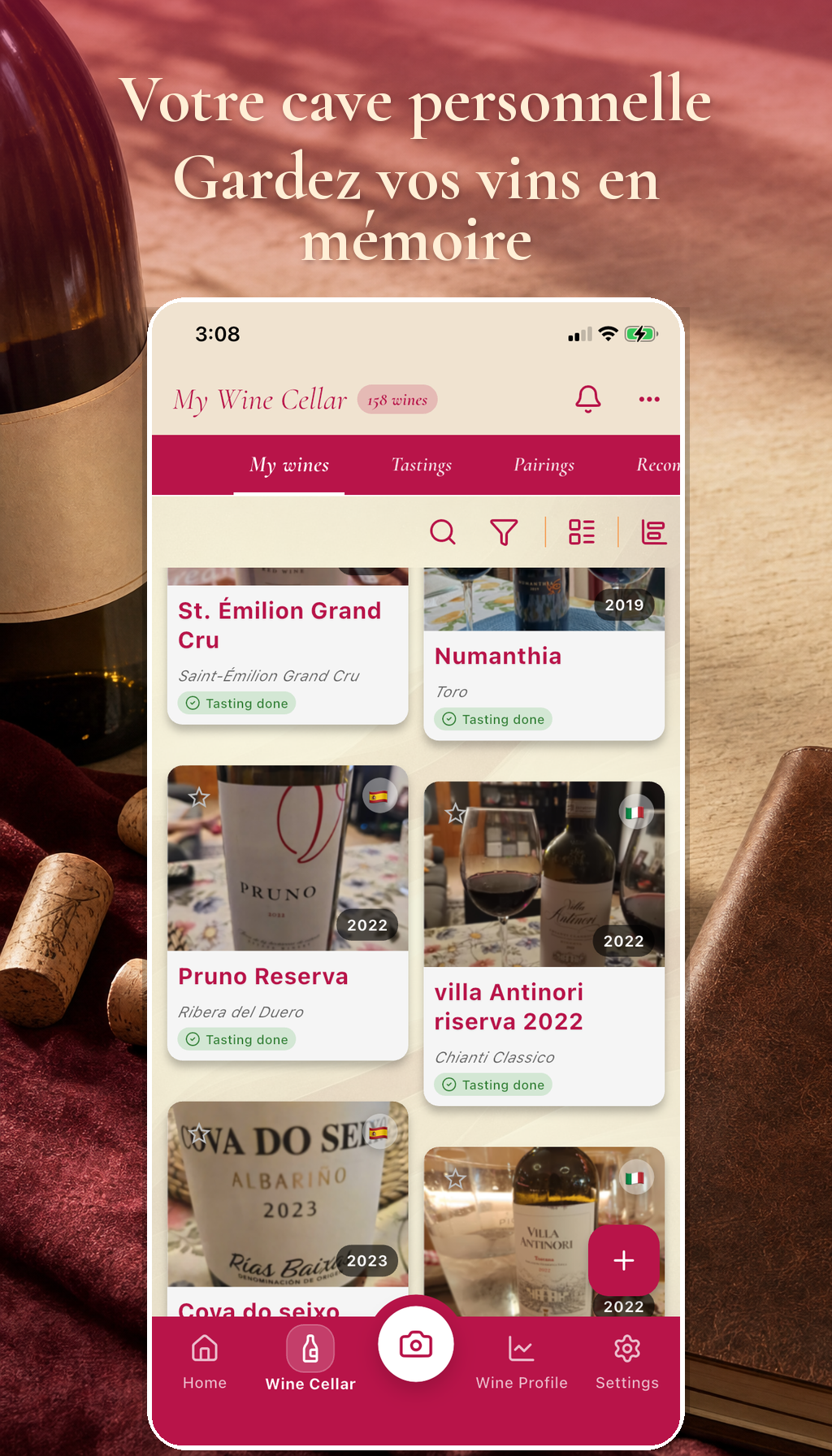 Votre cave personnelle. Gardez vos vins en mémoire Votre cave personnelle. Gardez vos vins en mémoire