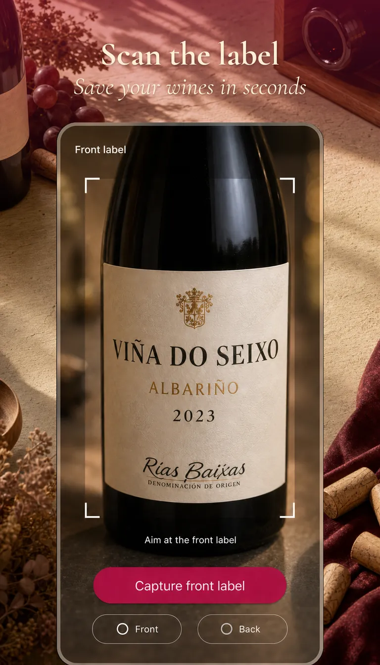 Enolisa label scanning screen identifying a wine